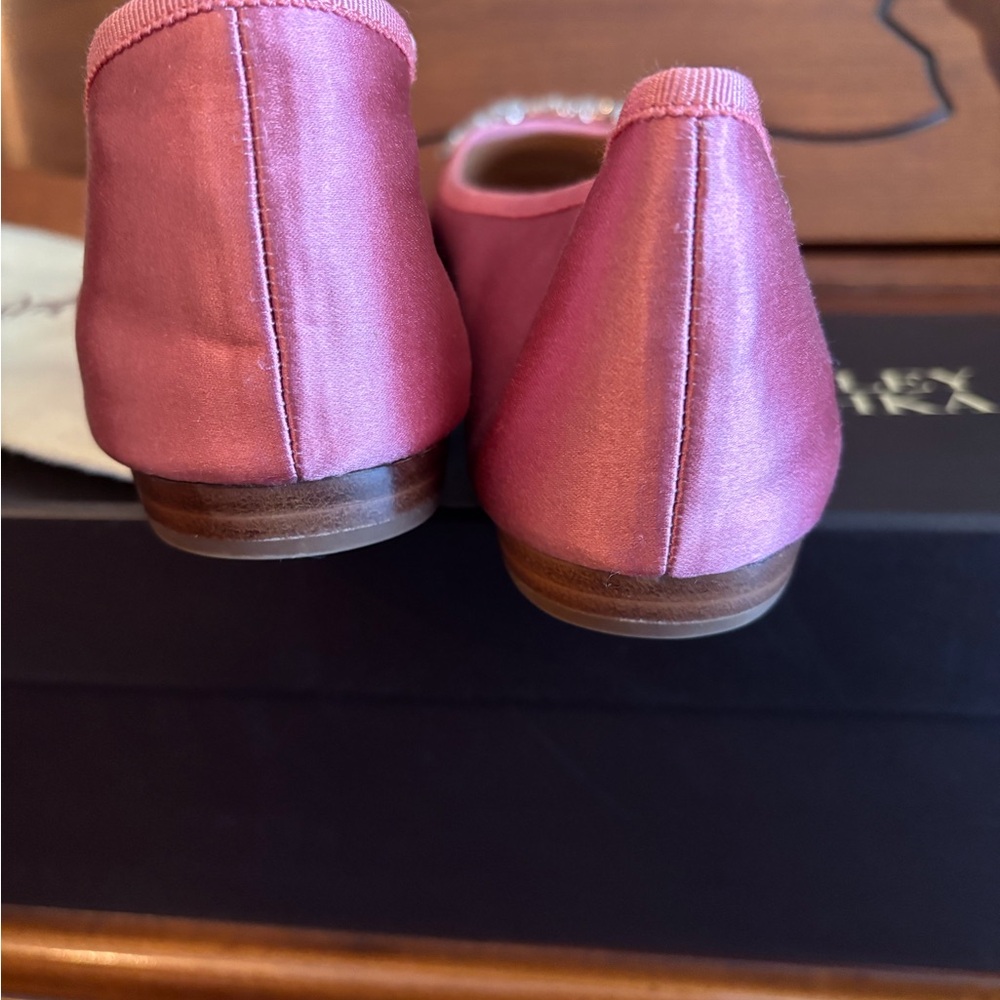 Badgley Mischka Pippa Rose Pink Satin Jeweled Ballet Flats - Picture 5 of 16